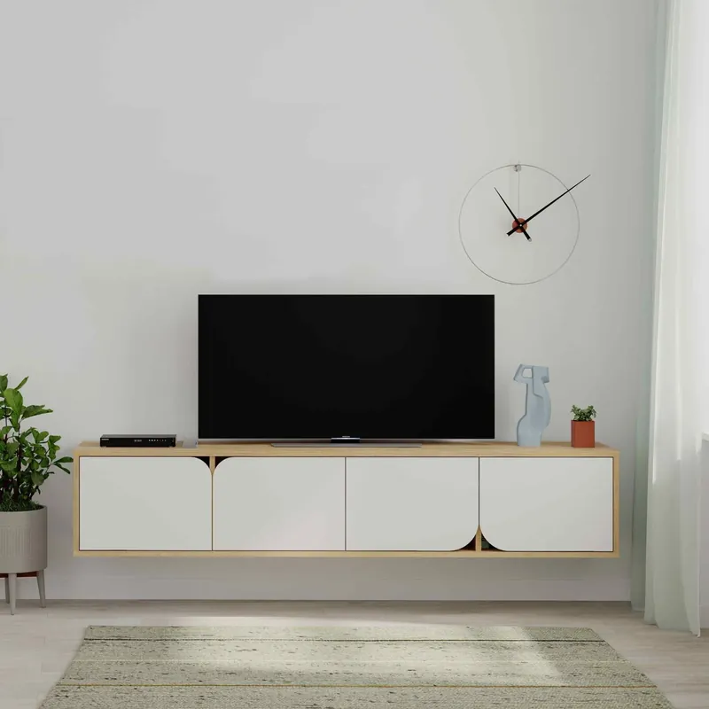 SERENNO, TV stolek, dub / bílý Rychlé Dodání