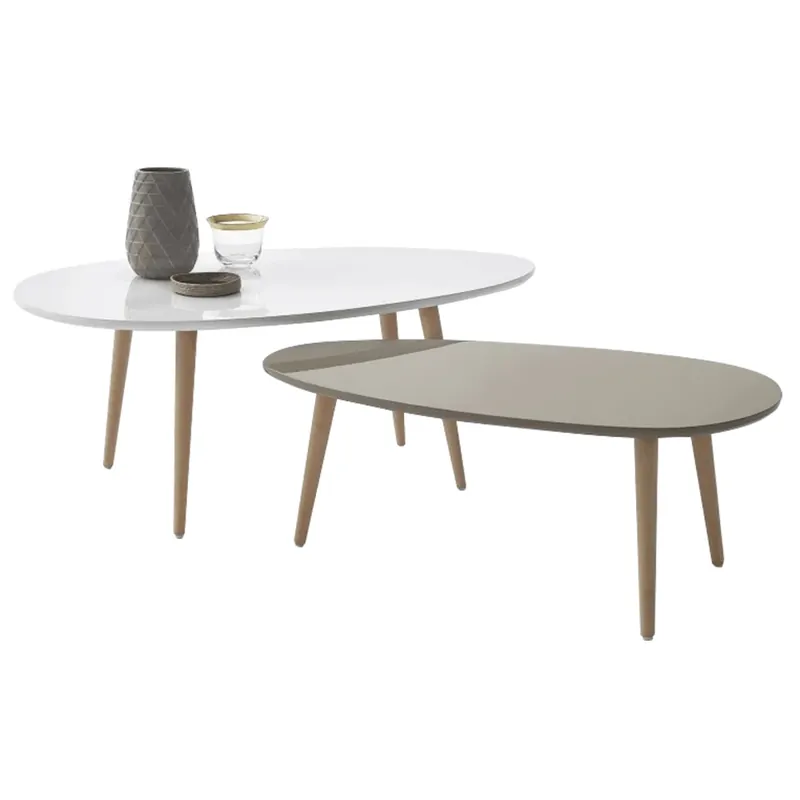 Set 2 konferenčních stolků, bílá/šedá, DOBLO Nejlepší Cena