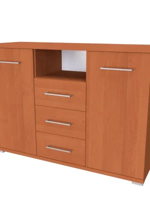 Autentický AIDA MN - komoda se skříňkami, zásuvkami a poličkou, 120 až 140cm × 86 × 40cm Šířka 130cm, Dekor olše