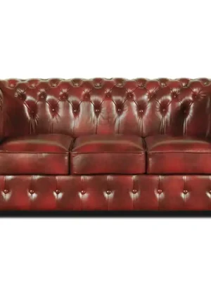 Pohovka Chesterfield Classic 3 kůže bordó Tovární Cena
