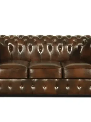 Víkendová Akce Pohovka Chesterfield Classic 3 kůže hnědá