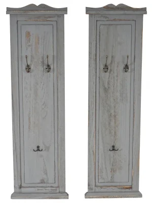 2x věšáková stěna s 3 věšáky 33040 - 109x28x3,5 cm, antik šedá Nejlepší Volba