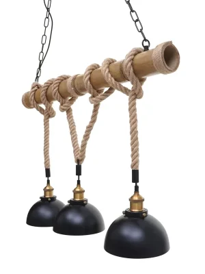 Závěsné svítidlo H82 industrial, kupole 3 74201 - kov / bambus - Černá Super Cena