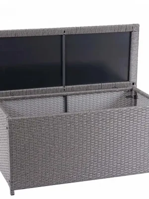 Bezpečná Platba Polyratanový zahradní úložný box HWC-D88 - základní šedá, 63x135x52cm 320l
