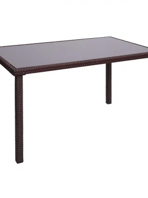 Zahradní stůl HWC-G19, polyratan, 120x75cm - hnědá Cenově Výhodný