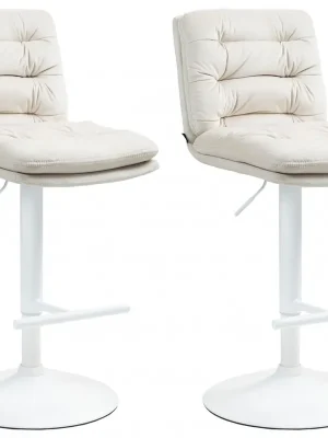 Zlevněný 2x Barová židle Damar - samet, bílý rám - cream