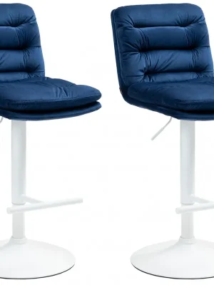 2x Barová židle Damar - samet, bílý rám - blue Poslední Šance