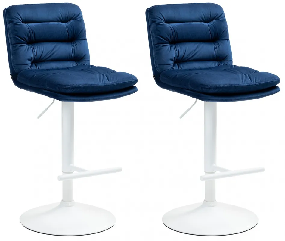 2x Barová židle Damar - samet, bílý rám - blue Poslední Šance