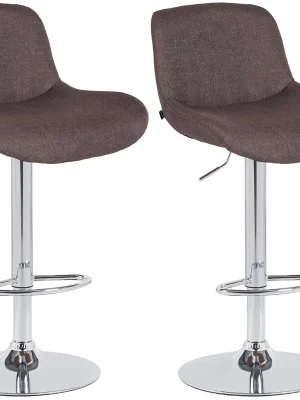 2x Barová židle Solon - látka, chrom rám - tmavě hnědá Novinka