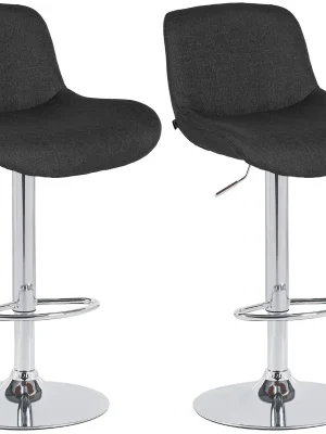2x Barová židle Solon - látka, chrom rám - černá Nízká Cena