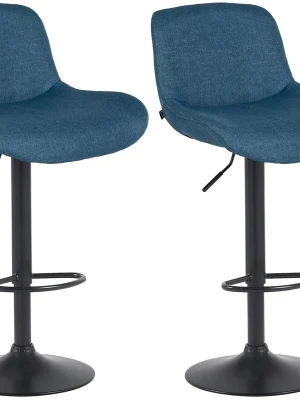 2x Barová židle Solon - látka, černý rám - modrá Poslední Šance