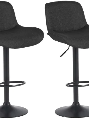 2x Barová židle Solon - látka, černý rám - černá Ověřený