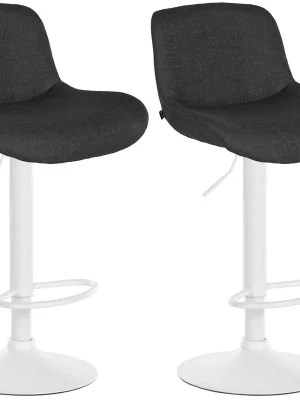 2x Barová židle Solon - látka, bílý rám- černá Vysoce Kvalitní
