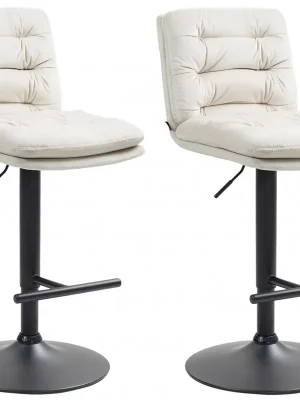 2x Barová židle Damar - samet, černý rám - cream Koupit Online