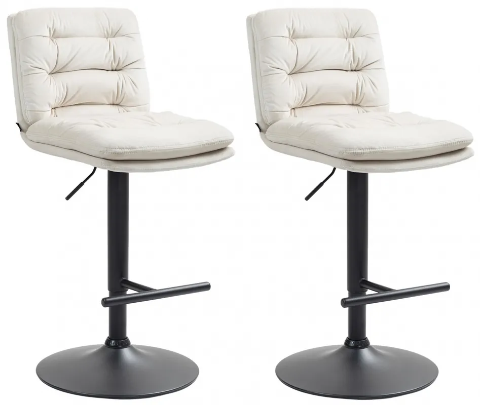 2x Barová židle Damar - samet, černý rám - cream Koupit Online