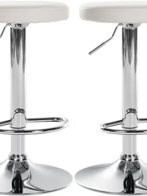 2x Barová židle Ponte - koženka, chrom rám - Bílá Speciální Cena