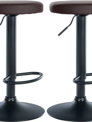 2x Barová židle Ponte - koženka, černý rám - Hnědá Přímo Od Výrobce
