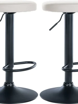 2x Barová židle Ponte - koženka, černý rám - Bílá Vysoce Kvalitní