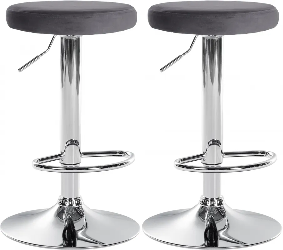 Must-Have 2x Barová židle Ponte - samet, chrom rám - Tmavě šedá