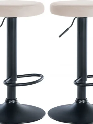 2x Barová židle Ponte - samet, černý rám - Krémová Finální Výprodej