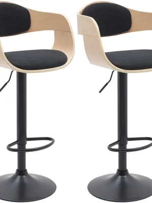 2x Barová židle Kingston B - látka, černý rám - přírodní/černá Oblíbený