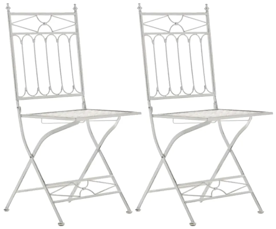 Originální Skládací kovová židle Asina (SET 2 ks) - Bílá antik