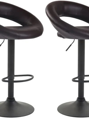 2x Barová židle Olinda - koženka, černý rám - hnědá Must-Have