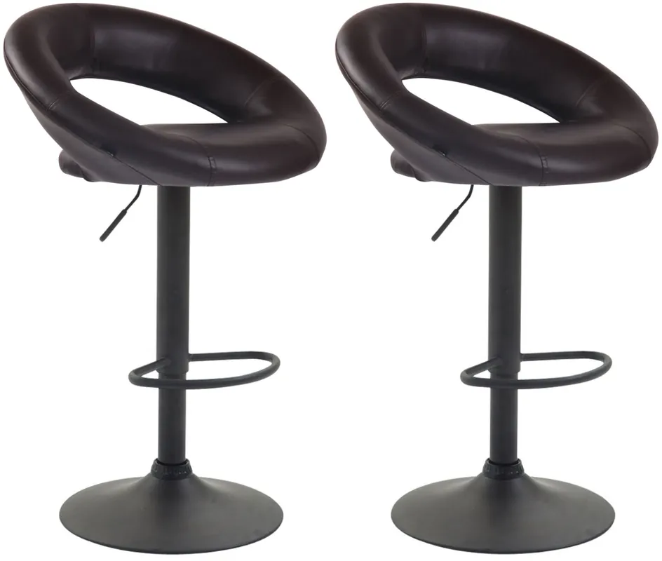 2x Barová židle Olinda - koženka, černý rám - hnědá Must-Have