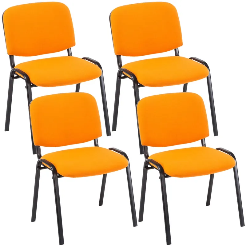 4x Stohovatelná konferenční židle Ken látka - Oranžová Vysoce Kvalitní