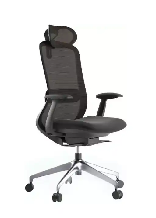 Autentický Kancelářská ergonomická židle BESSEL s podhlavníkem — síť, černý plast, nosnost 120 kg, černá MERCURY STAR