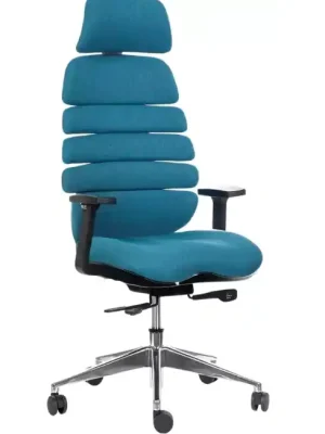 Značkový Kancelářská ergonomická židle SPINE s podhlavníkem — látka, nosnost 130 kg, více barev - Barevné varianty židle SPINE Tyrkysová