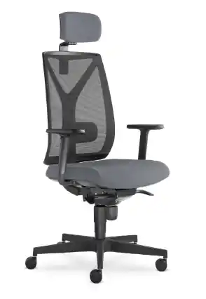 Akce Kancelářská židle LEAF 503 s podhlavníkem a područkami – synchronní mechanika, síť, černá-šedá LD Seating