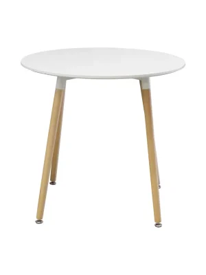 Cenový Hit Kulatý jídelní stůl UNO — průměr 80 cm, buk, kov, bílá IDEA nábytek