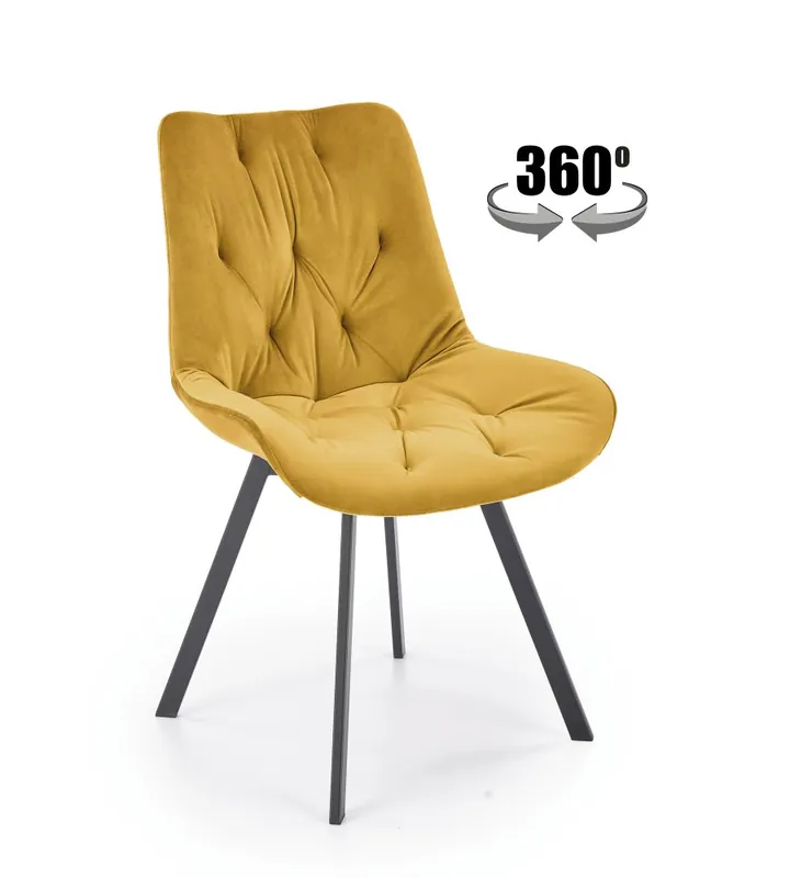 Otočná sametová židle BECKY hořčicová – moderní komfort v elegantním stylu Halmar Dokud Zásoby Vydrží