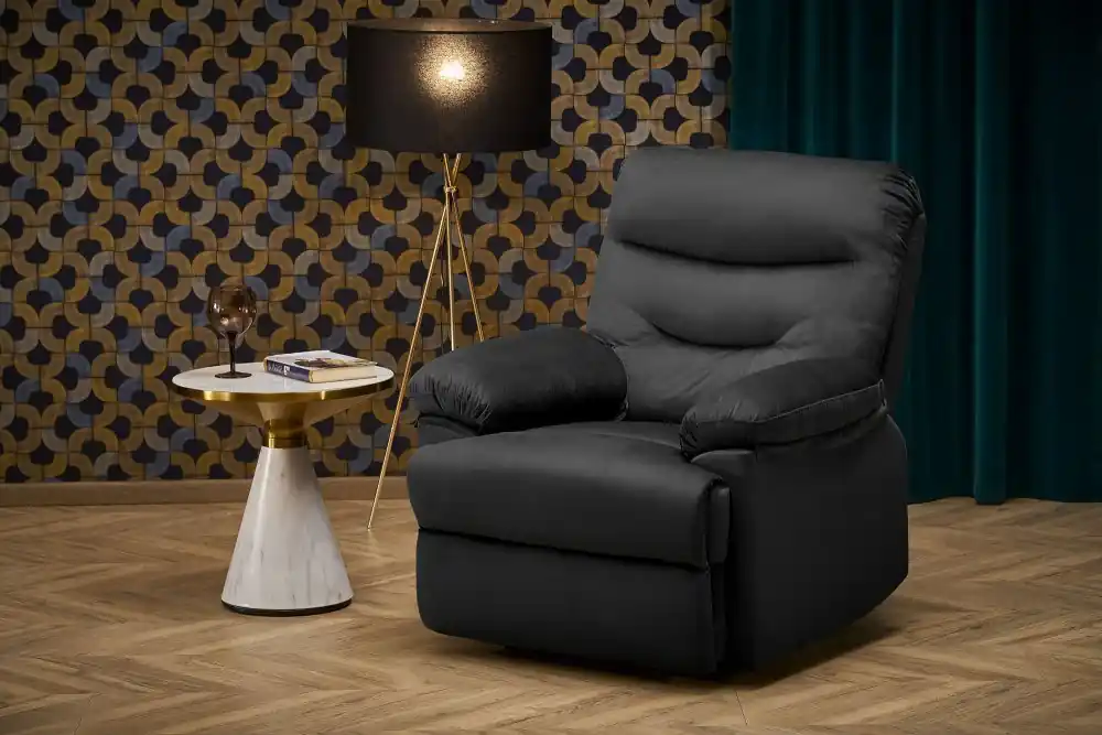 Relaxační křeslo DRAGER černé sametové Novinka