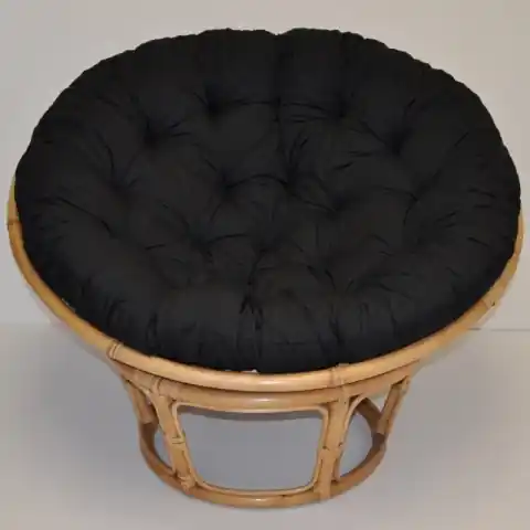 Relaxační papasan ARTEMIS — ⌀110 cm, ratan, látka, medová / více barev - Relaxační papasan ARTEMIS černý kepr Značkový