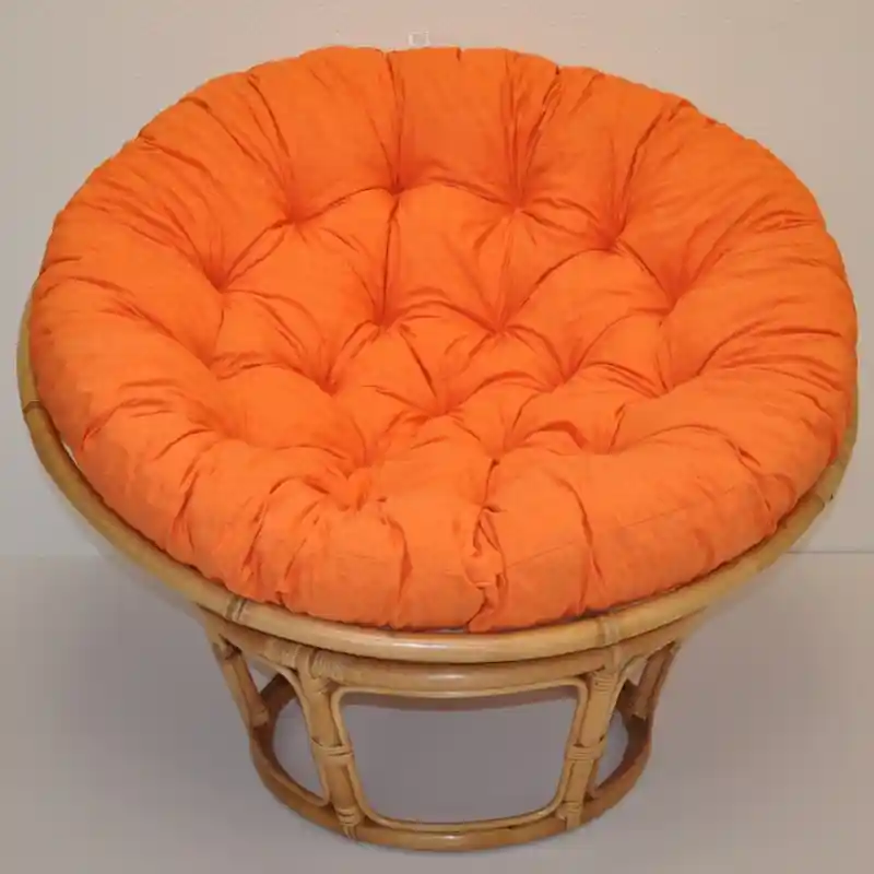 Relaxační papasan PENELOPE — ⌀115 cm, ratan, látka, medová / více barev - Barevné varianty DEMETRIA Oranžový melír Omezená Nabídka