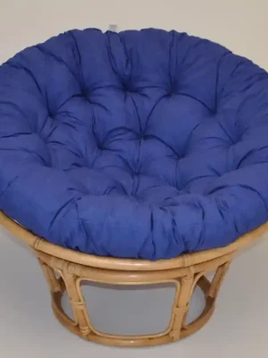 Akční Cena Relaxační papasan PENELOPE — ⌀115 cm, ratan, látka, medová / více barev - Barevné varianty DEMETRIA Tmavě modrý melír