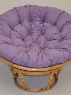 Autentický Relaxační papasan PENELOPE — ⌀115 cm, ratan, látka, medová / více barev - Barevné varianty DEMETRIA Fialový melír