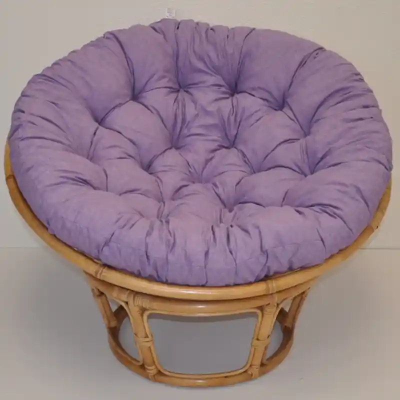 Autentický Relaxační papasan PENELOPE — ⌀115 cm, ratan, látka, medová / více barev - Barevné varianty DEMETRIA Fialový melír
