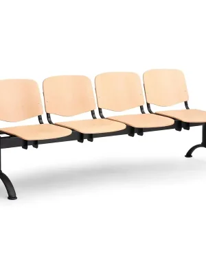 Cenově Výhodný Dřevěná lavice ISO II, 4-sedák - černé nohy, buk