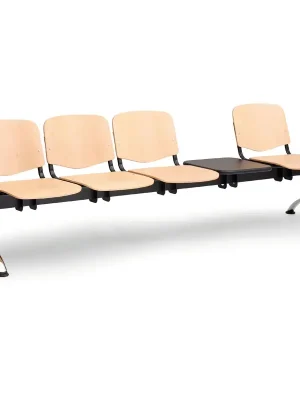 Dřevěná lavice ISO II, 4-sedák + stolek - chromované nohy, buk Super Cena