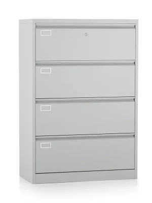 Akční Nabídka Dvouřadá kovová kartotéka A4 - 4 zásuvky, 90 x 45 x 132 cm, cylindrický zámek, šedá - ral 7035