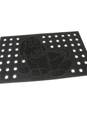 Top Prodej Gumová čisticí rohož Dog 45 x 75 x 0,7 cm, černá