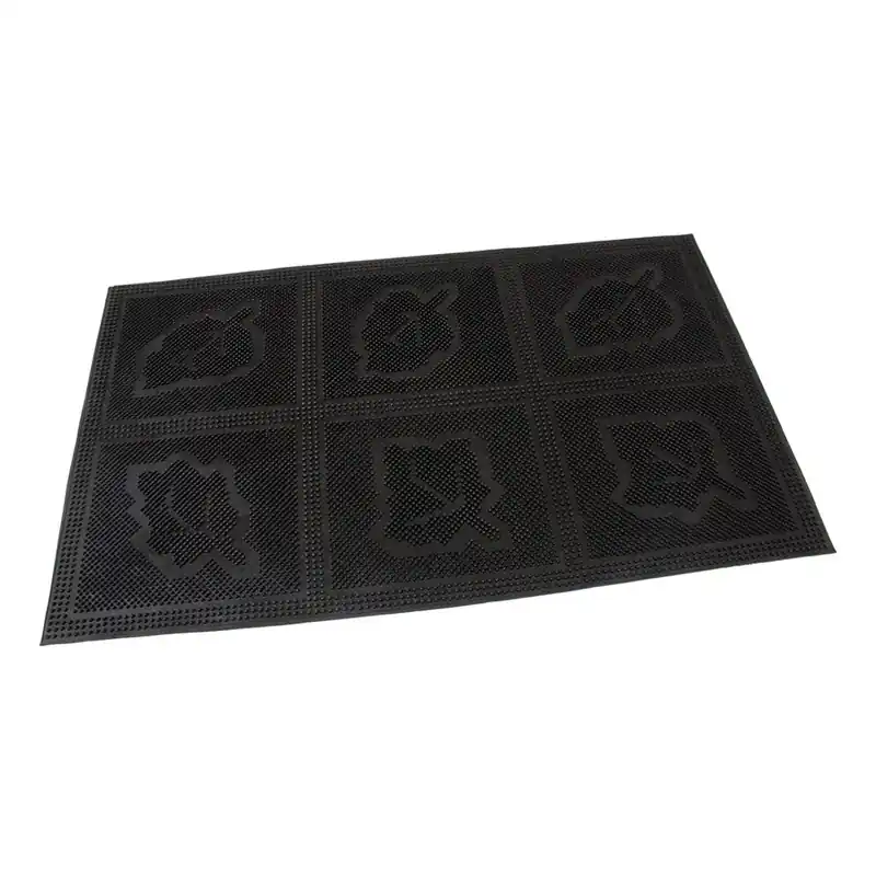 Výhodná Nabídka Gumová čisticí rohož Leaves Squares 45 x 75 x 0,6 cm, černá