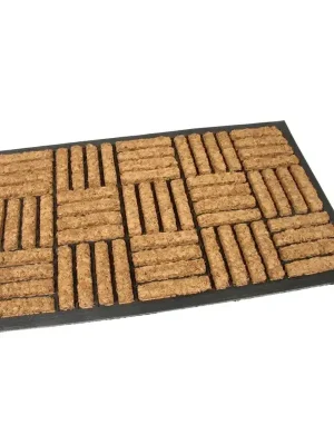 Zlevněný Kokosová čisticí rohož Lines Squares 45 x 75 x 2 cm, hnědá