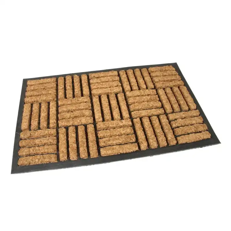 Zlevněný Kokosová čisticí rohož Lines Squares 45 x 75 x 2 cm, hnědá