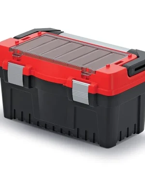 Cenový Hit Kufr na nářadí s alu držadlem a zámky 47,6 × 26 × 25,6 cm, přepážky, červená