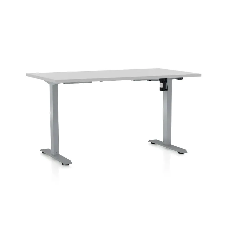 Výškově nastavitelný stůl OfficeTech A, 120 x 80 cm, šedá podnož, světle šedá Nízká Cena