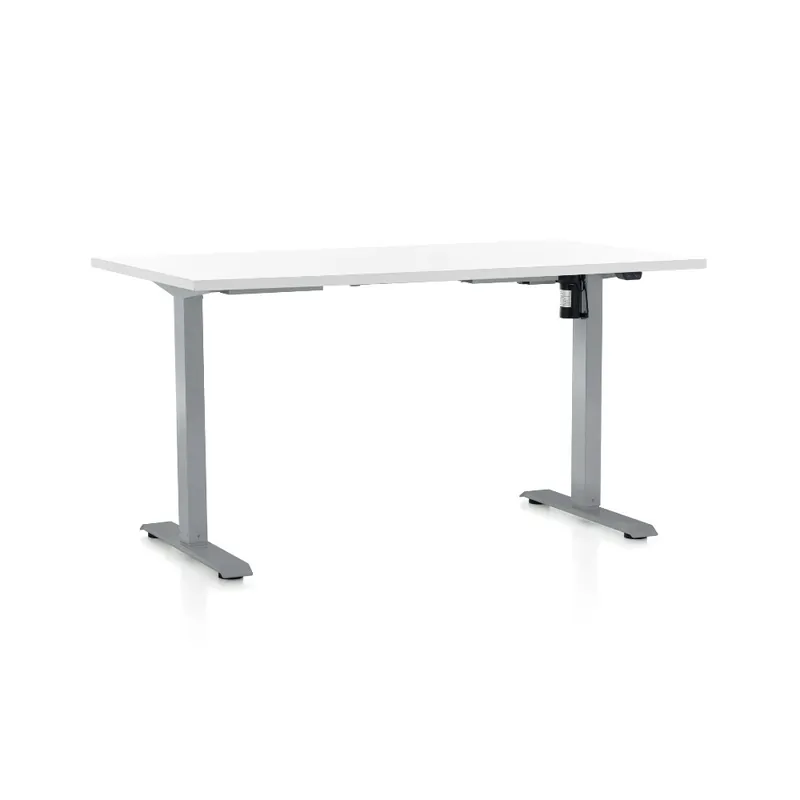 Pouze Dnes Výškově nastavitelný stůl OfficeTech A, 140 x 80 cm, šedá podnož, bílá